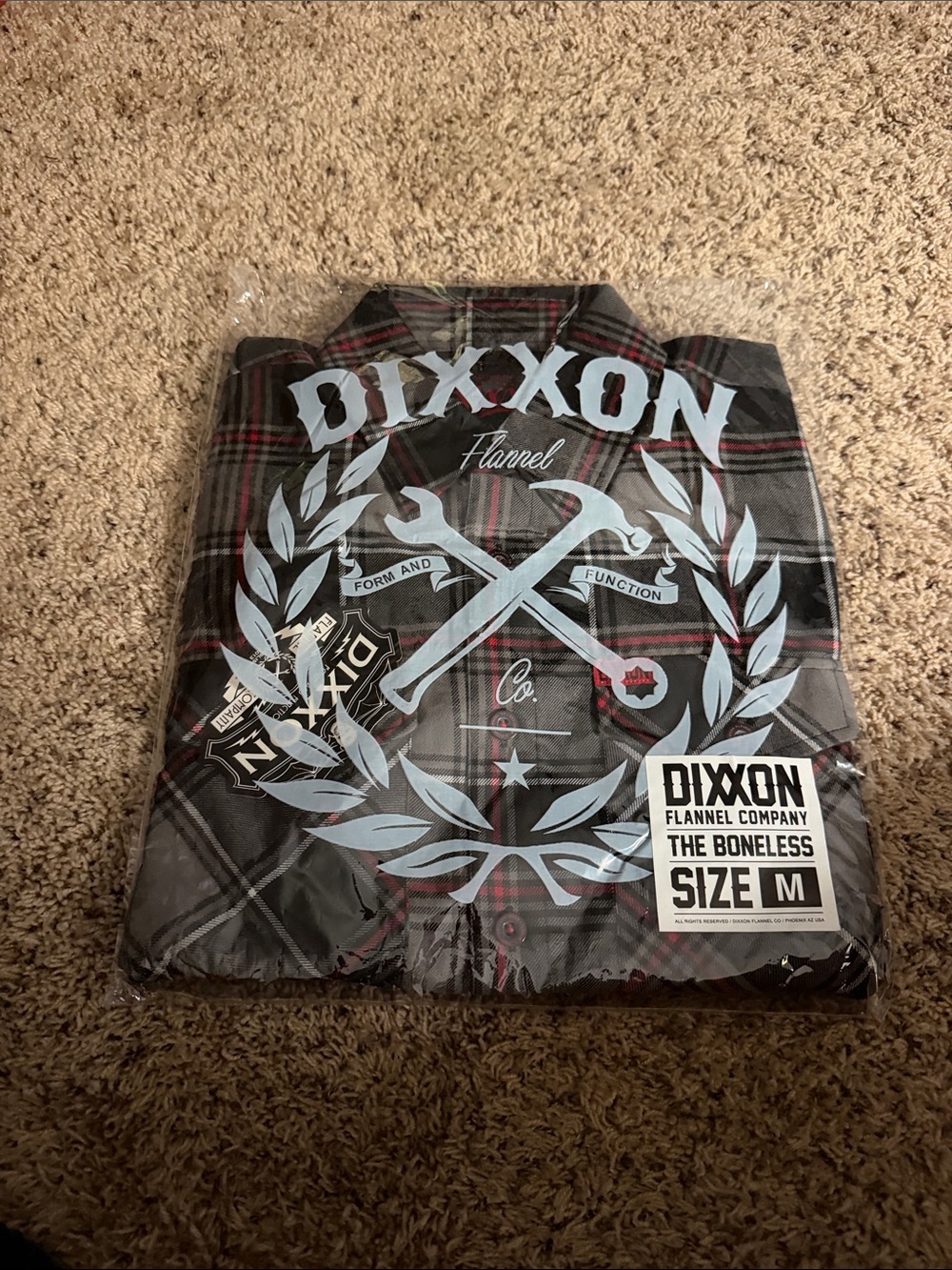 DIXXON “The Boneless” Gray Plaid Flannel Shirt with Red Accent